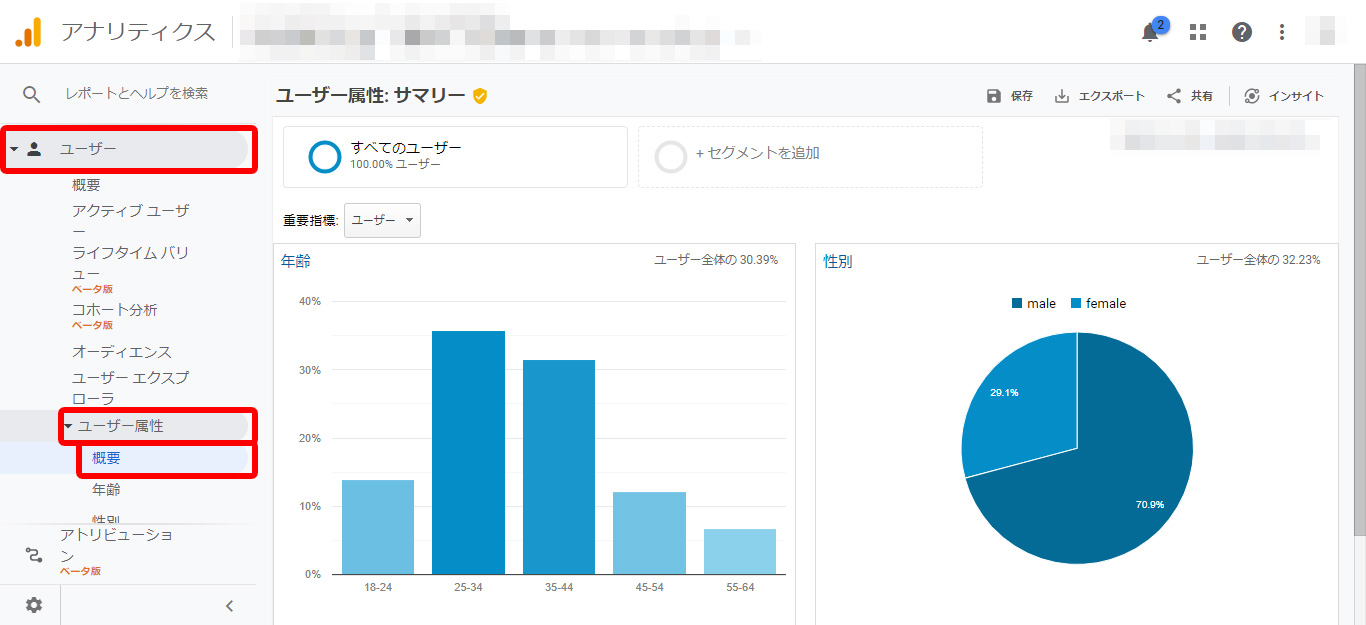 GoogleAnalytics操作画面